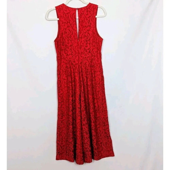 Anthropologie Moulinette Soeurs 4 Jaeda Red Floral Lace Wide-Leg Jumpsuit Crop - Picture 2 of 16